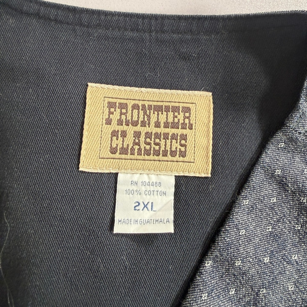 Frontier Classics Vest Mens 2XL Blue Denim Chambray Western Cowboy Steampunk - Picture 6 of 9